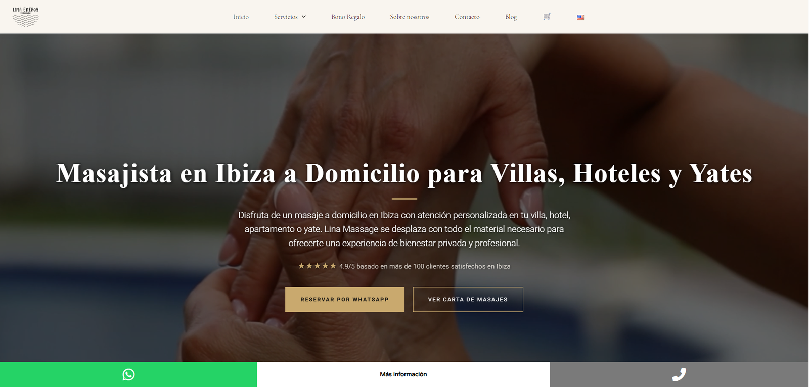 Web creada por WebWaves Studio para Lina Massage Energy Ibiza