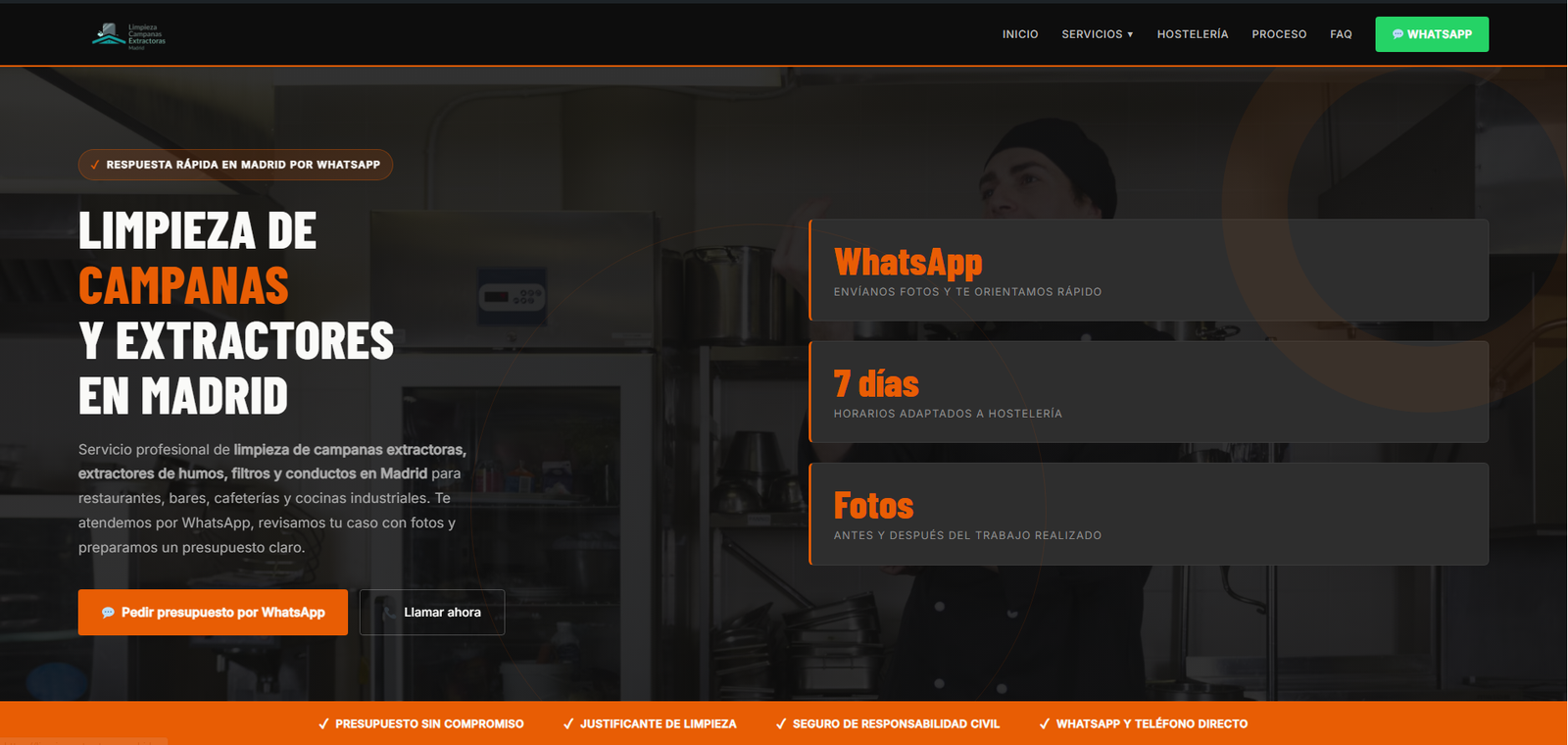 Web creada por WebWaves Studio para Limpieza Extractores Madrid